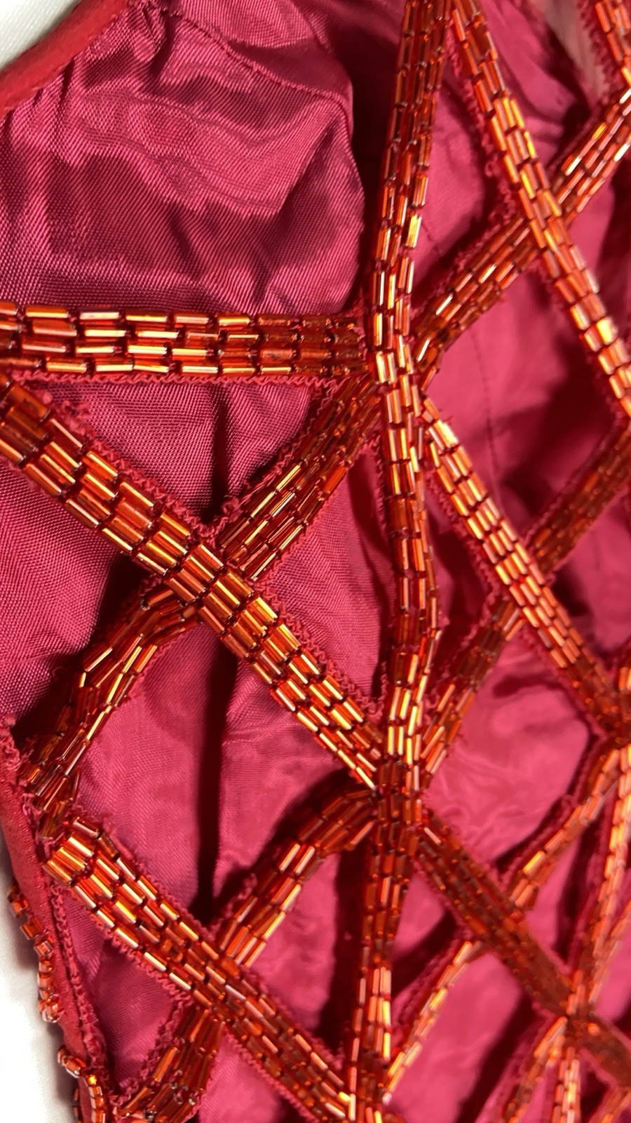 Vintage Andretta Donatello Womens Small Dress Red Beaded Silk Gown 90s Y2K Prom