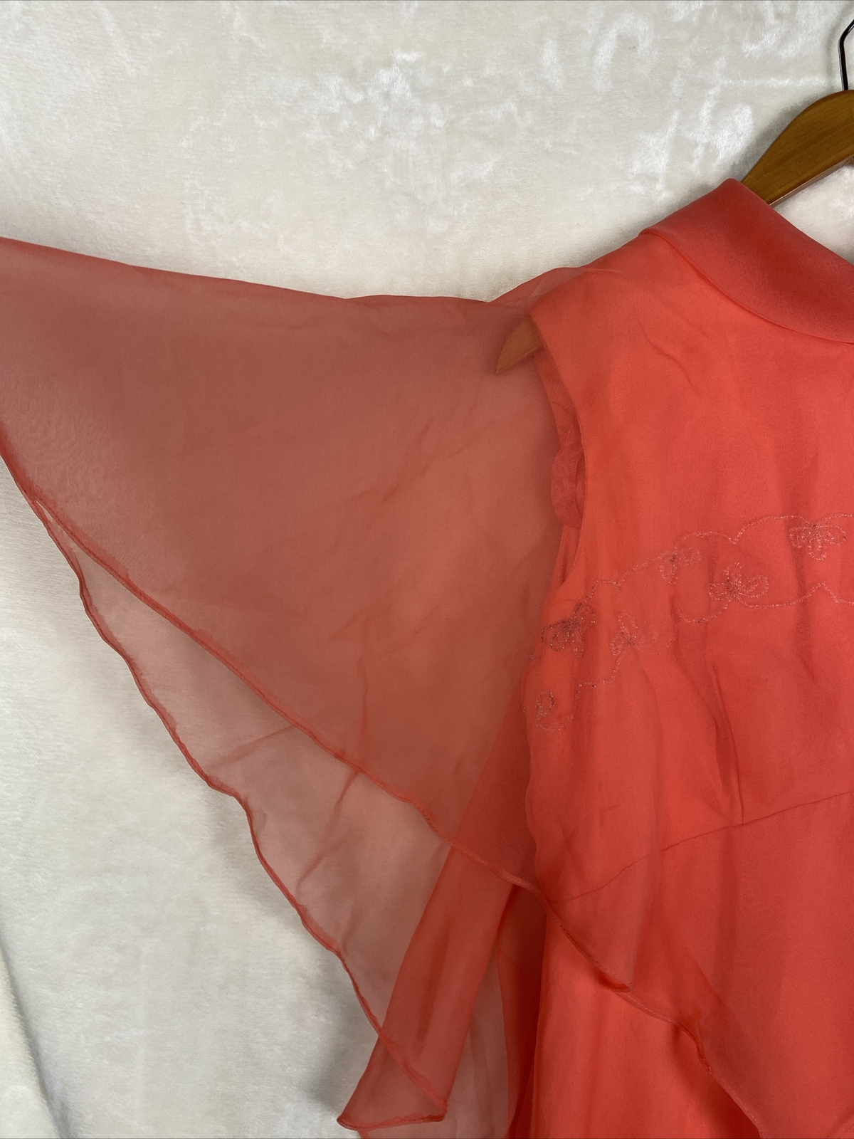 70s Chiffon Cape Dress with Rhine Stone Embellishment / Boho Hippie Goddess USA