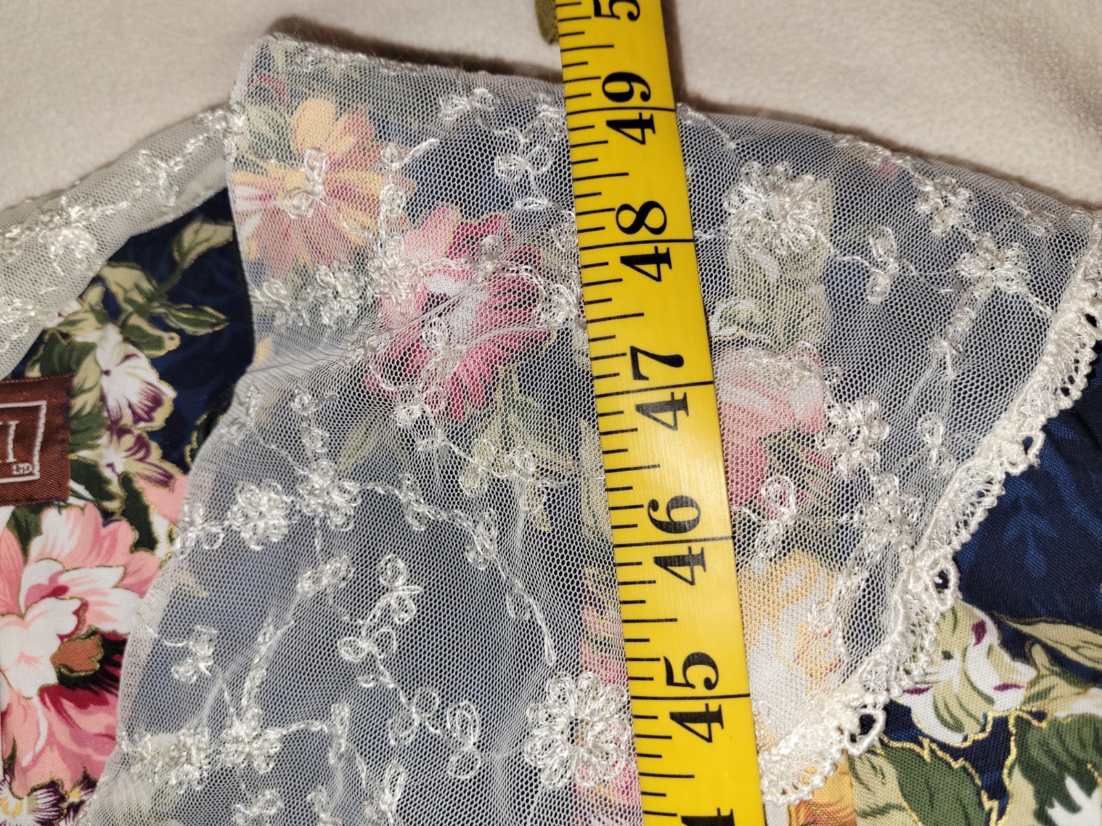 Vintage 80’s Floral Lisa II 14P Blue Modest Dress Retro Lace Collar Garden Party