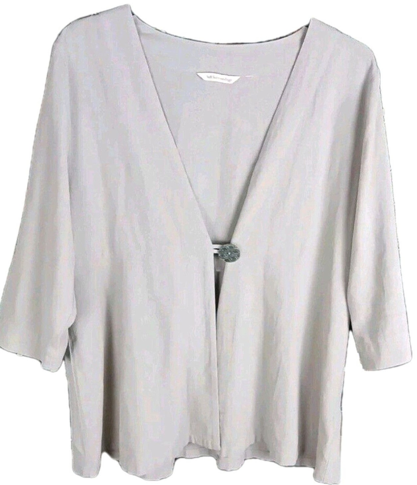 Soft Surroundings Size M Cardigan One Button Closer Beige 100% Cotton