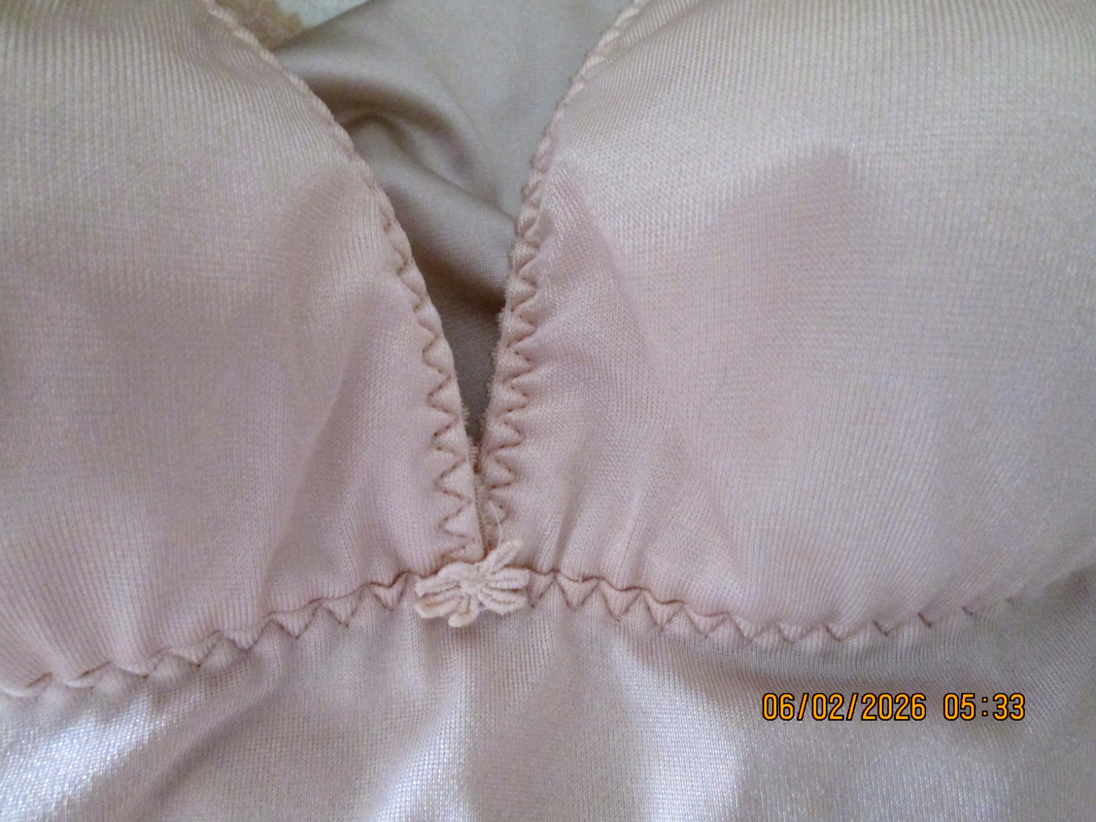 Vintage 70s Olga No Seam Bodysilk Slip Dress 36B Lingerie Blush Nude USA