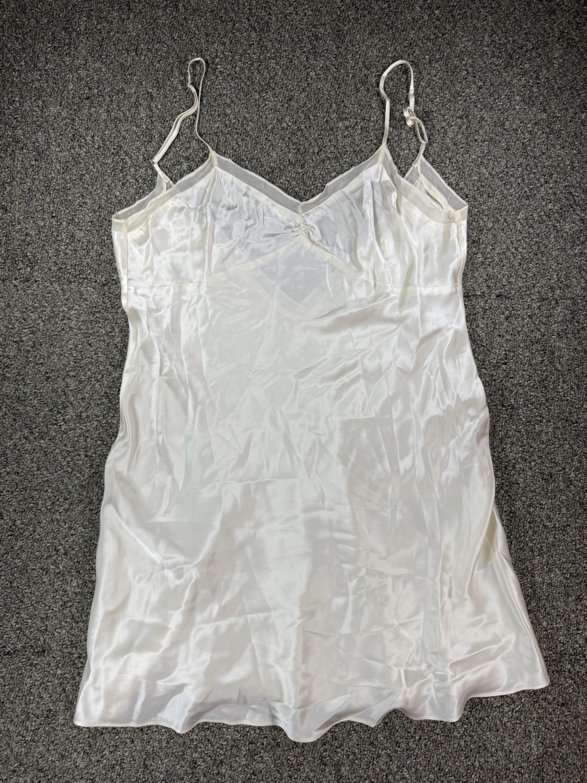 Vintage Norman Marcus 100% Silk White Satin Slip Dress – Size L