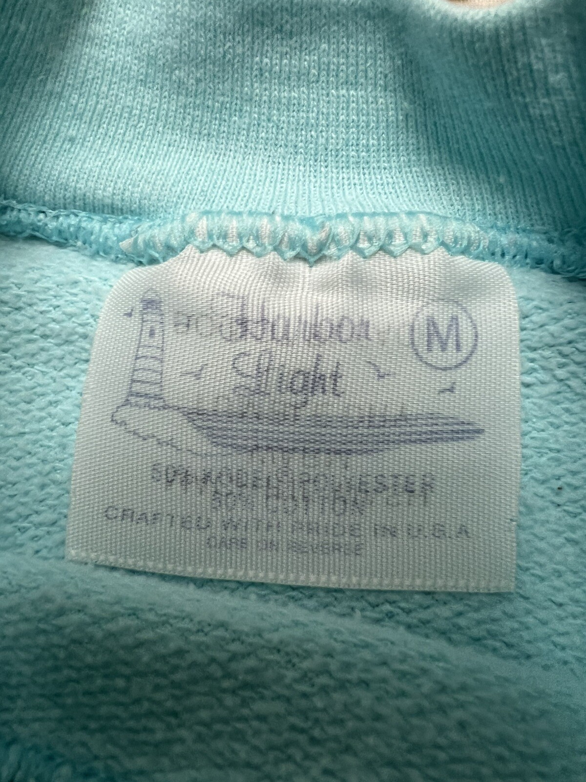 VTG Ocean City Beach Bunny Sunglasses 80’s Teal STAINED Crewneck Sweatshirt – M