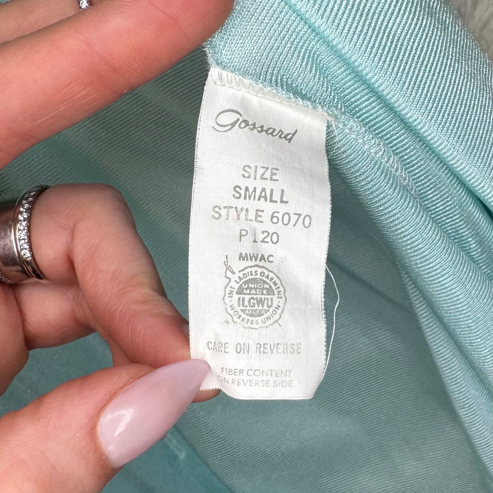Vintage Gossard Blue Satin Pajama Set Small ILGWU Union Made Loungewear