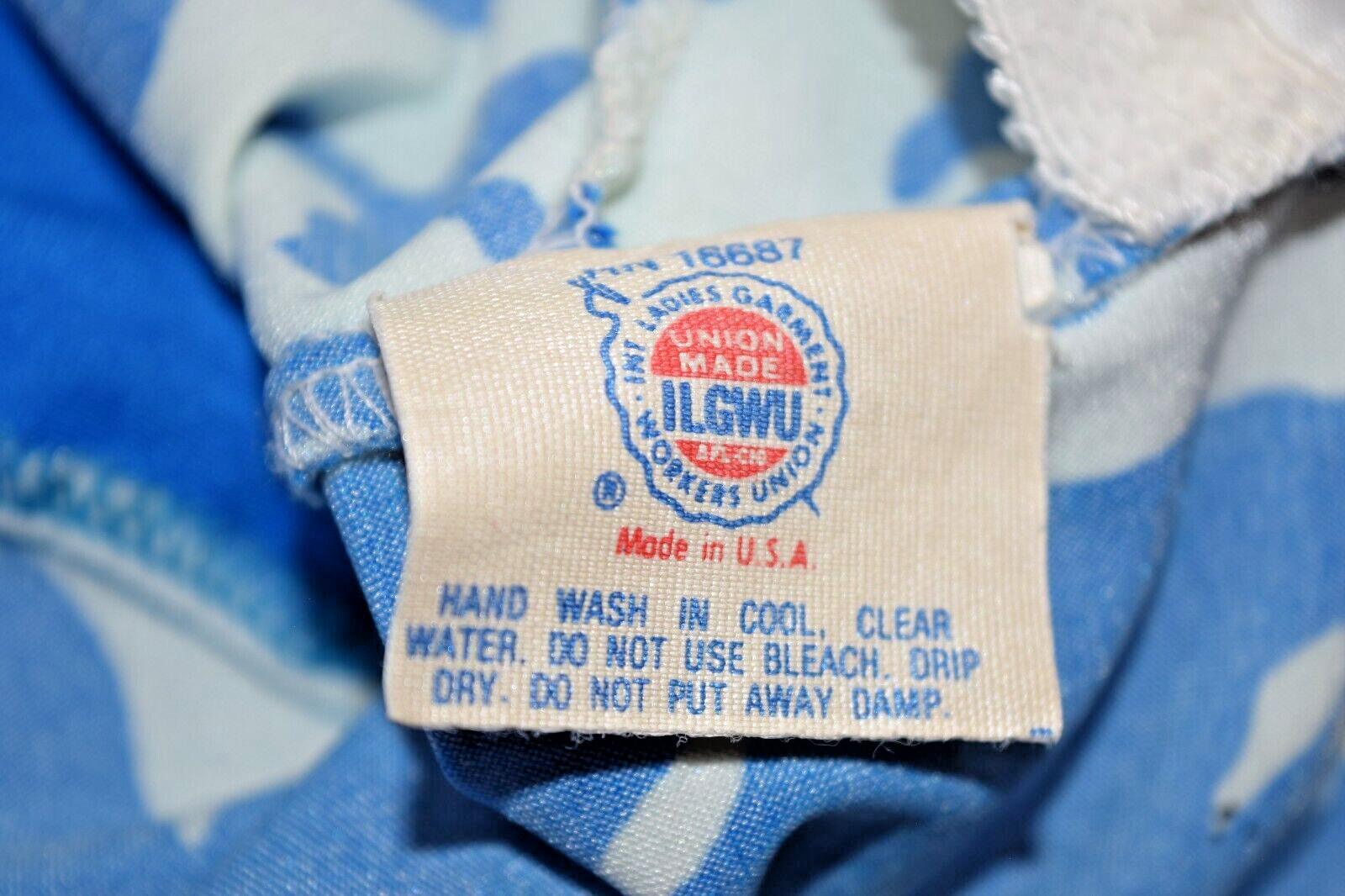 Vintage Swimsuit 2 Tone Electric Blue White Size 16 S/M 70s Internal Bra & Belt