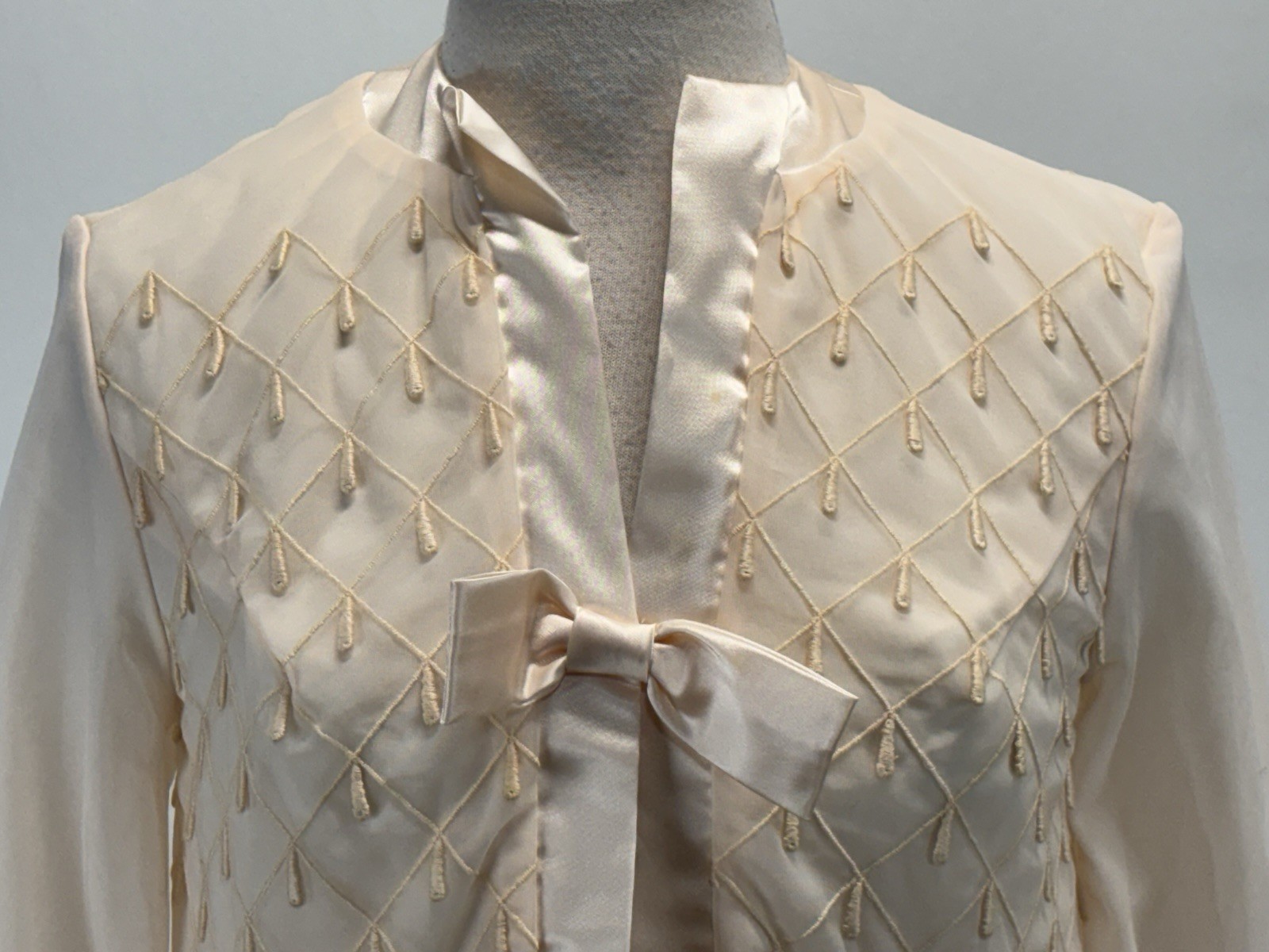 Vtg Couture Internationale By Norman Hartnell 2 Pc Peignoir Gown Jacket 32 60s