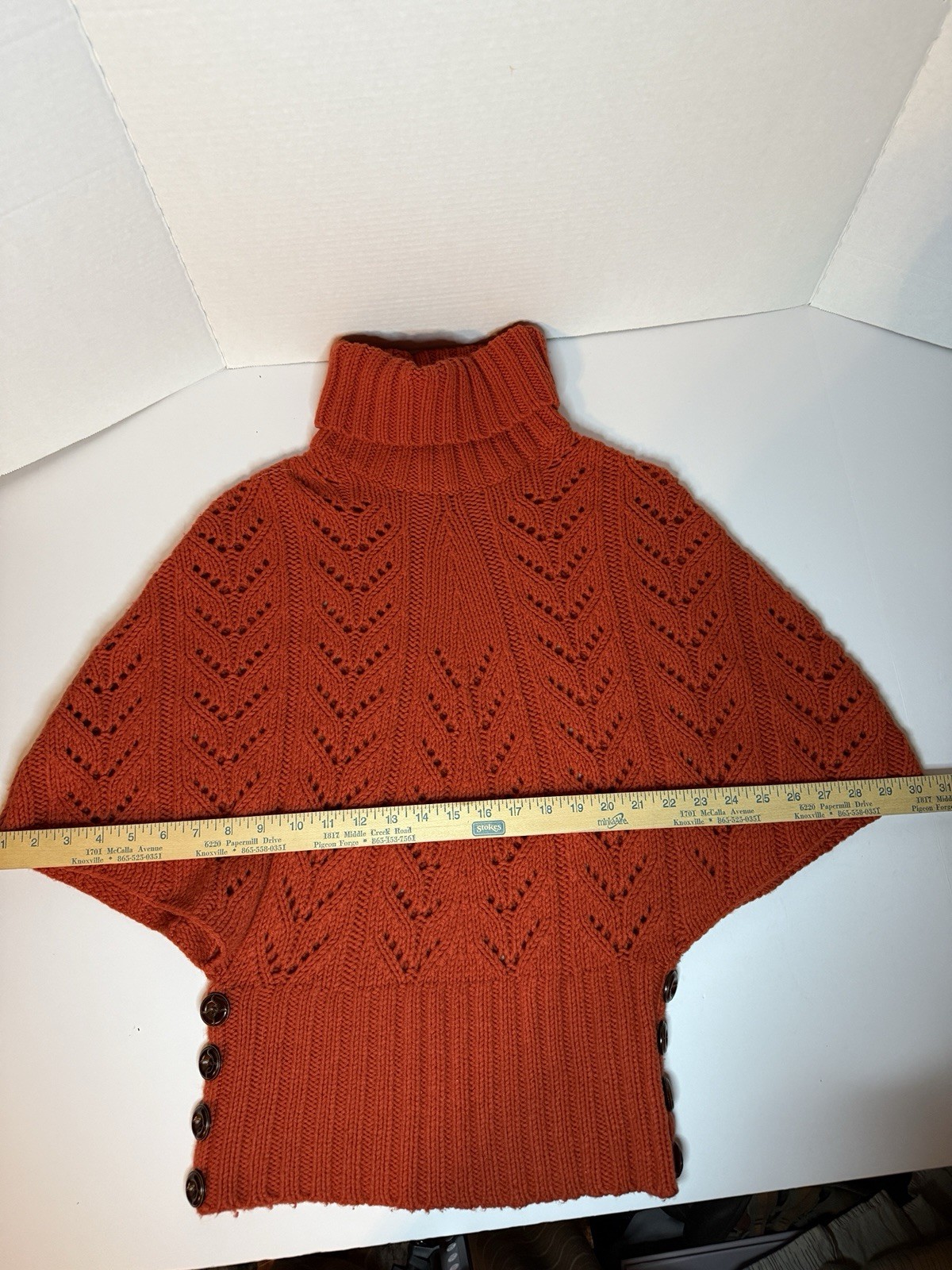 Vintage Esprit Collection Woman’s Knit Turtleneck poncho Wool Sweater Buttons M