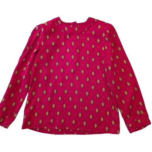 100% Silk Womens Size 8 Constance Saunders Richard Warren Blouse Geometric 80s