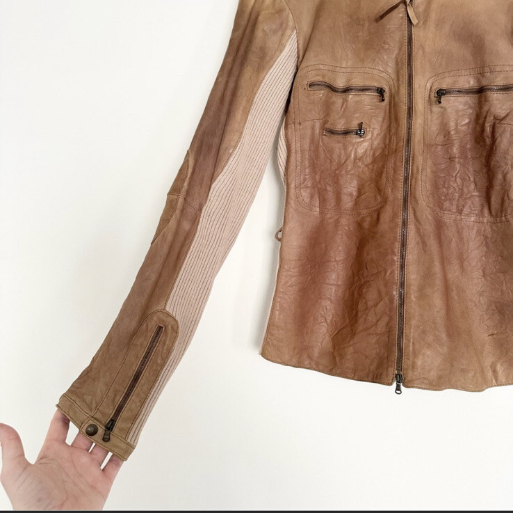 Vintage ROBERTO CAVALLI Lambskin Leather Jacket Y2K Cavalli Class Size 8