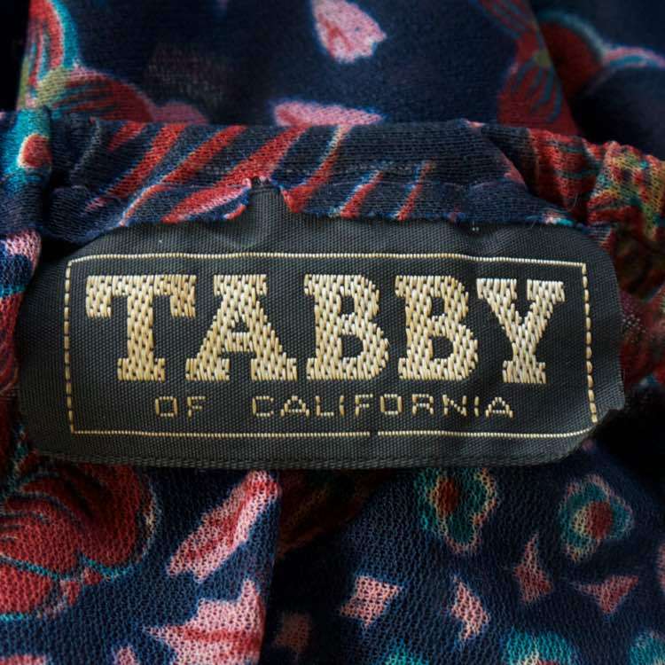 VTG 70s Tabby Hippie Festival Boho Peasant Dres Elastic Off Shoulder Collar L