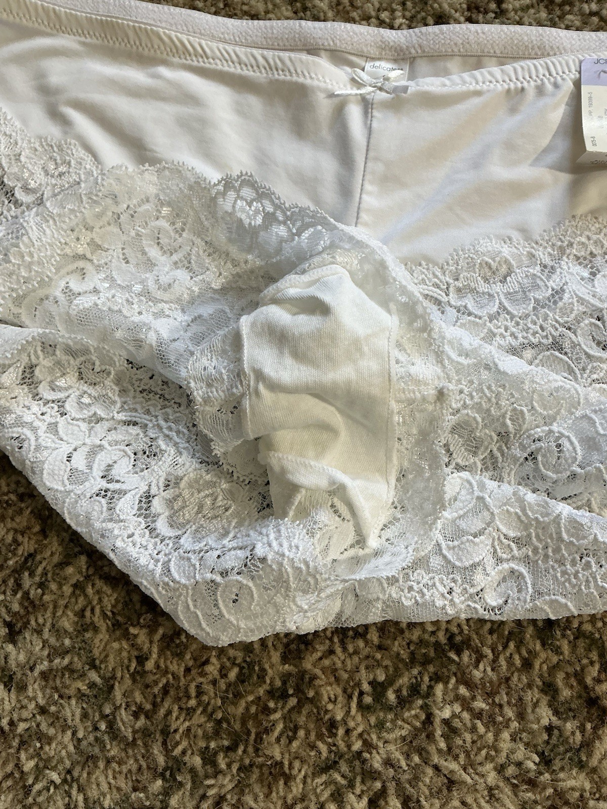 Vintage JC Penney Delicates All Over Lace Boy Short Panties White Plus Size 9