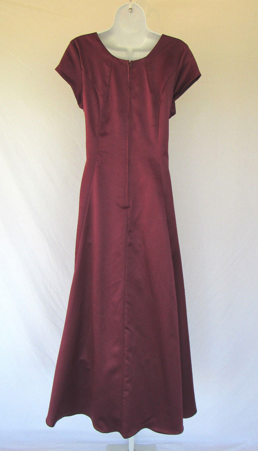 VTG 1970s 80s SAKS FIFTH AVENUE EVENING FORMAL DRESS BURGUNDY WINE EMBROIDERY