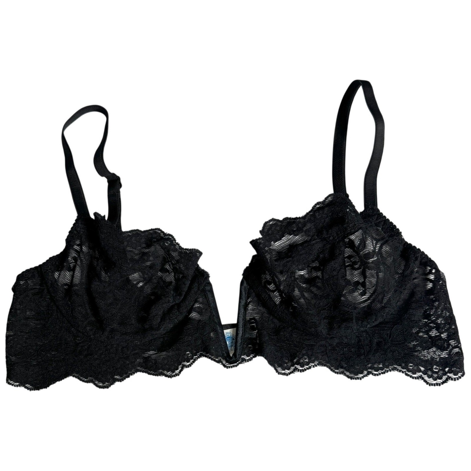 Vintage Lily of France Whimsygoth Black Lace Plunge Underwire Bra Womens 34B