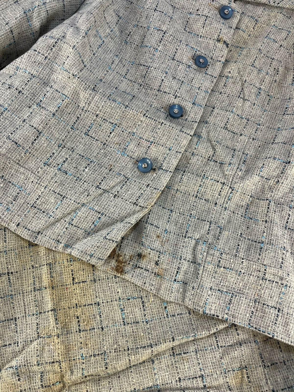 Vintage 40s 50s 60s Women’s Two Piece Jacket Skirt Fleck Wool Blend Business Mod