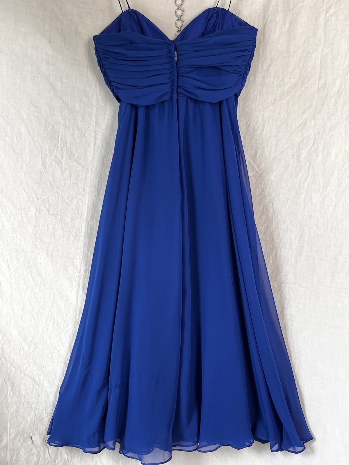 Vintage Dress Pamela Edwards Blue Size 8 Babydoll Layered Flowy Formal Midi Gown