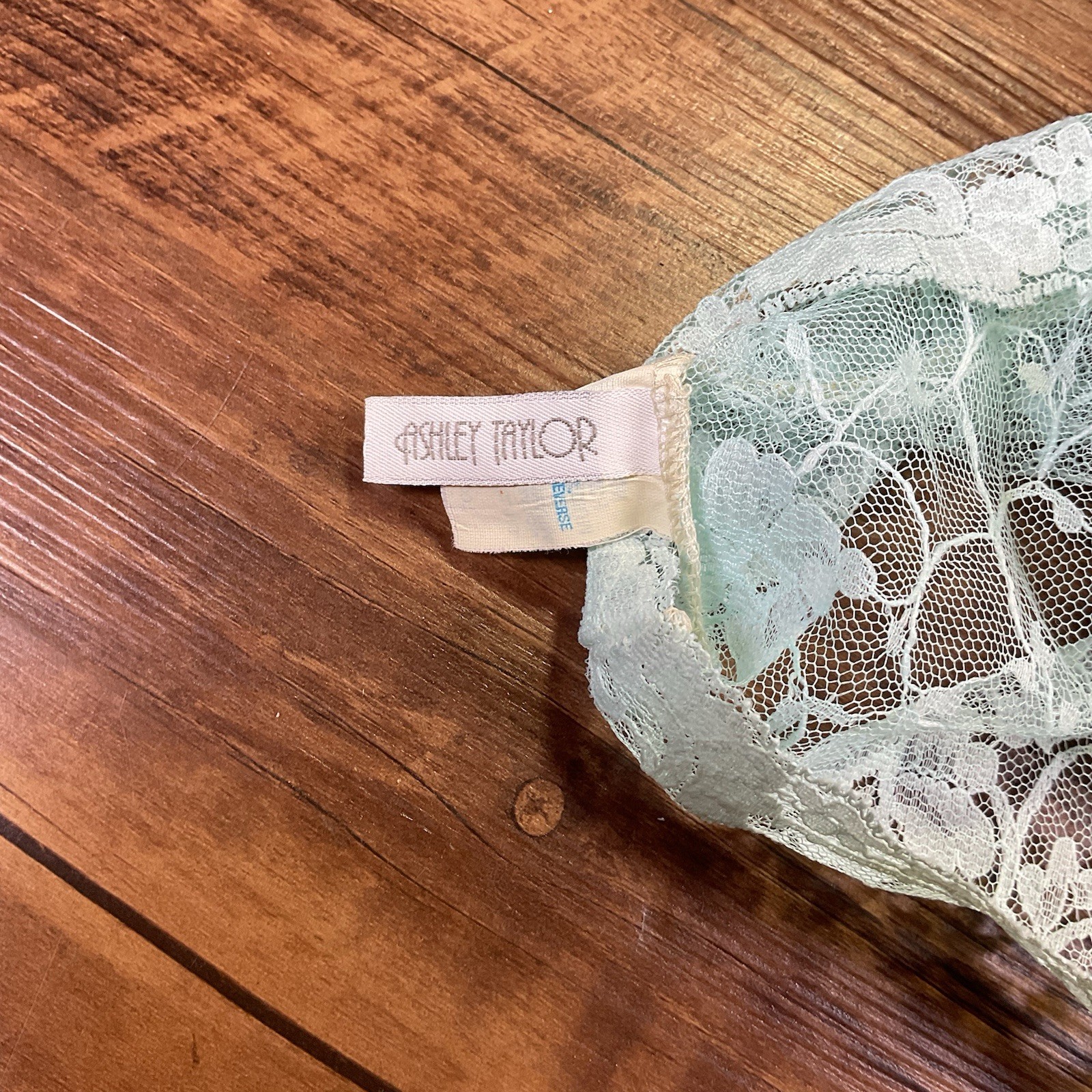 Vintage Ashley Taylor Camisole Light Aqua Green Nylon Lace Delicate Womens S USA