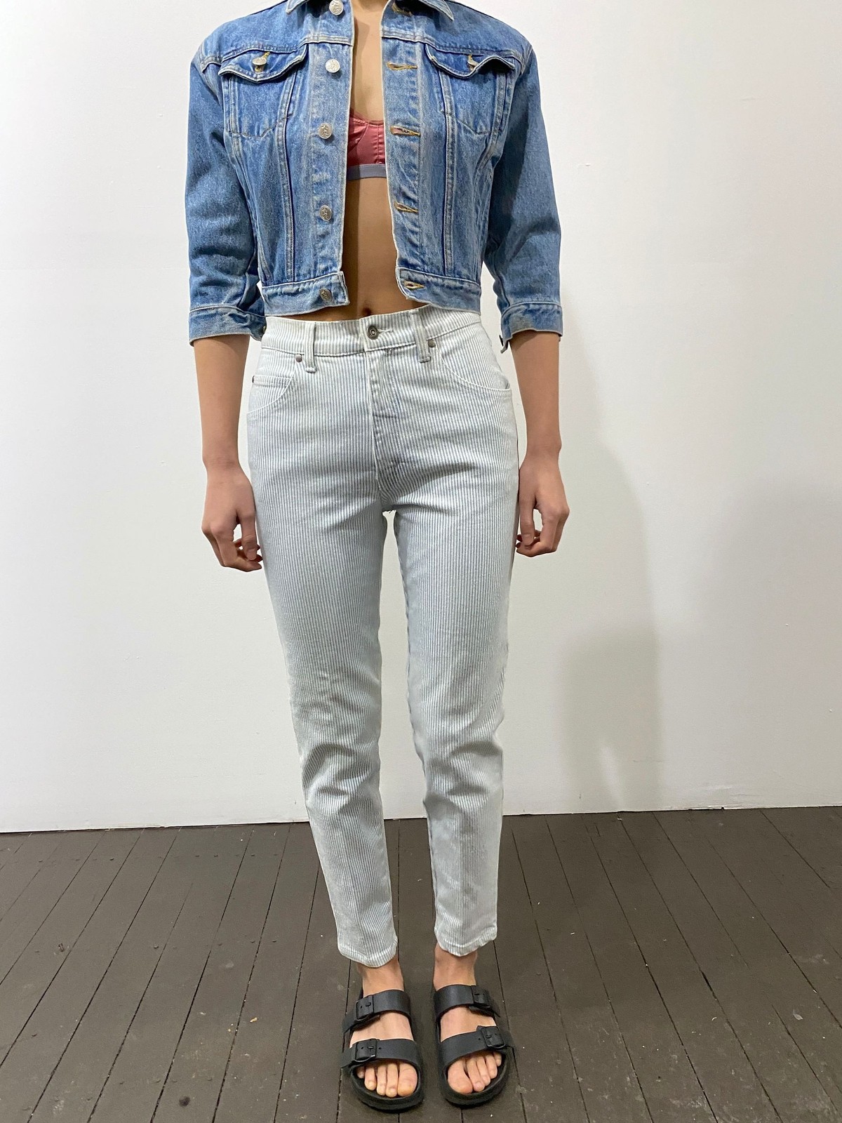 80s Levis Hickory Stripe Jeans: Vintage High Waist Tapered Denim