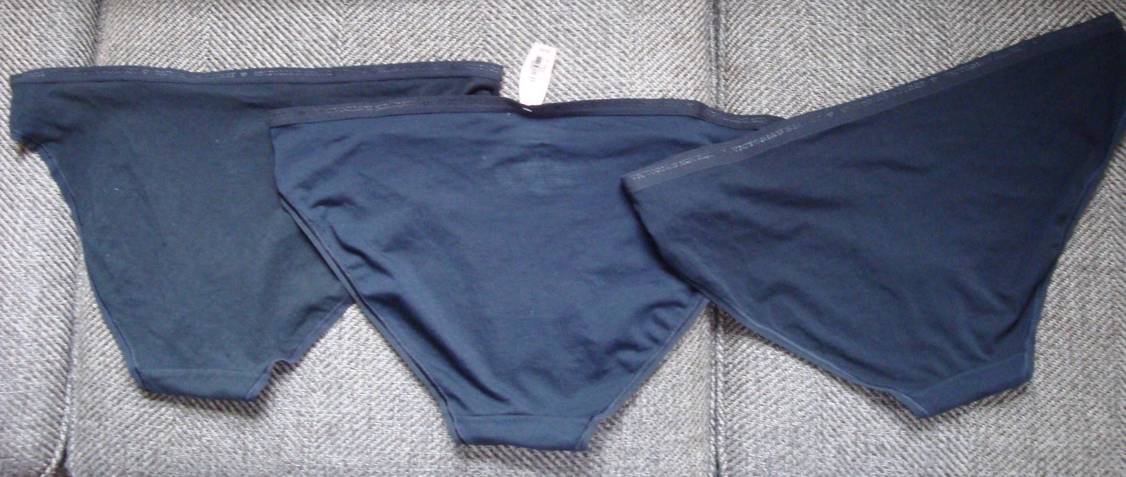 Lot of 3 Victoria’s Secret XL Vintage Black Cotton Logo Waist Bikini & Hiphugger