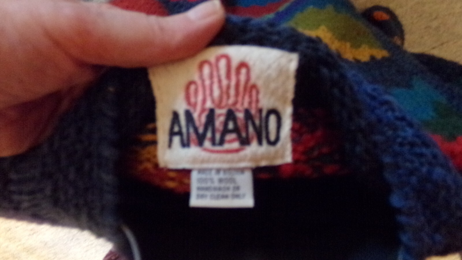 Vintage Amano Wool Sweater Colorful Large-XLarge Womens Mens
