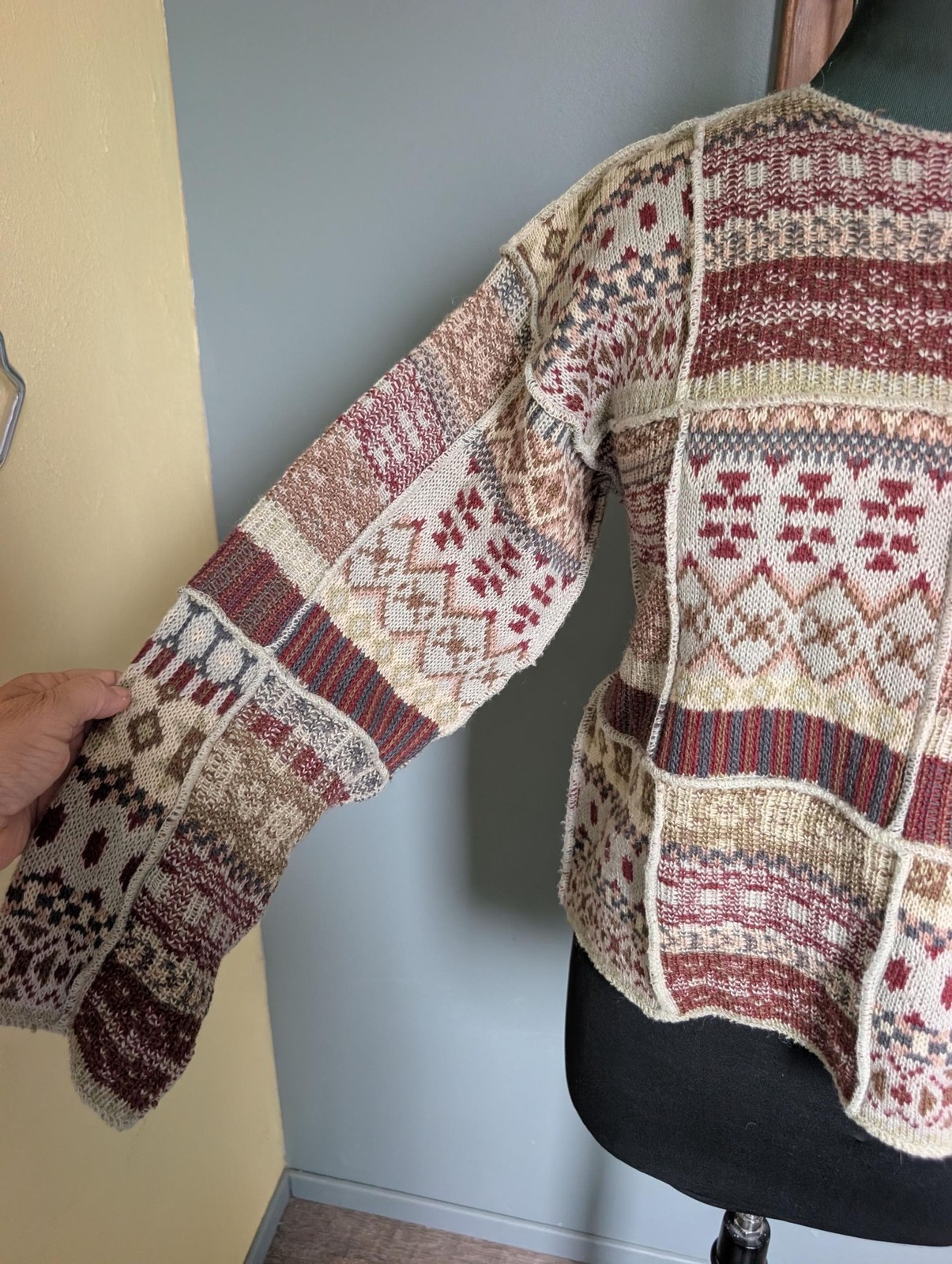 Vintage Patchwork Wool Blend Sweater