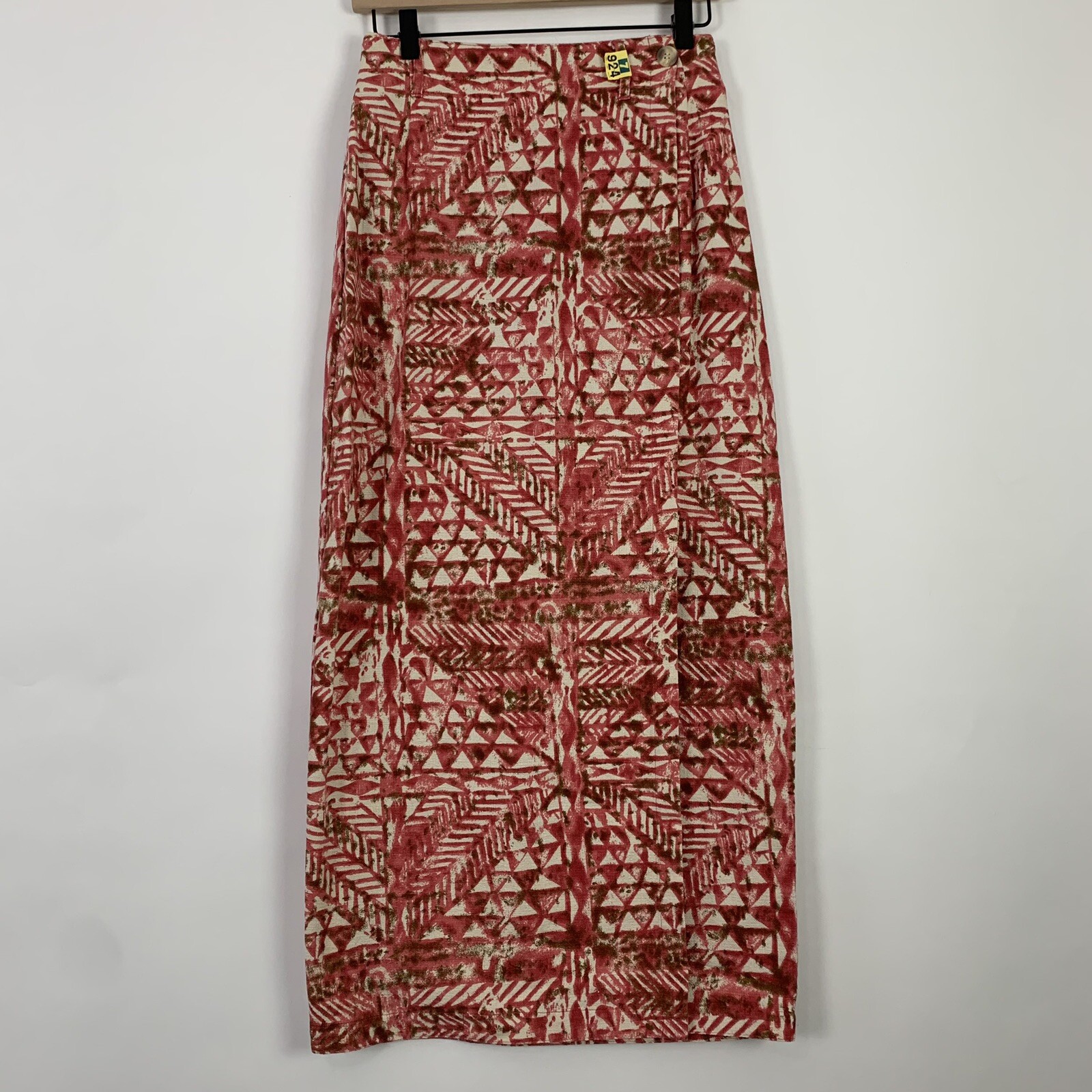 Vintage 90s Womens 4 Cambridge Dry Goods Geometric Boho Print Wrap Maxi Skirt