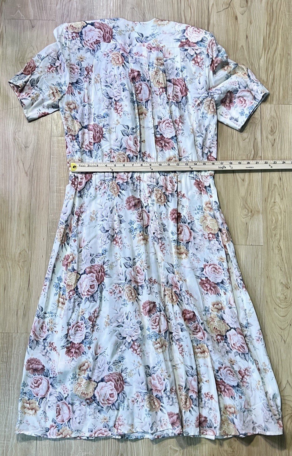 Vintage Liz Claiborne Pleated Floral A-Line Dress Size 10 Button Front Prairie