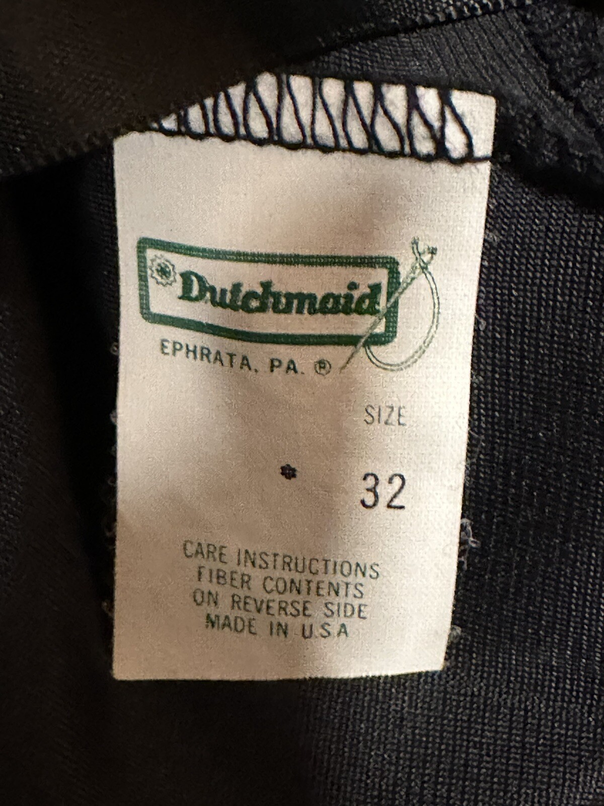 Dutch Maid Full Slip Black Size 32 nylon Vintage Chemise, Made In USA