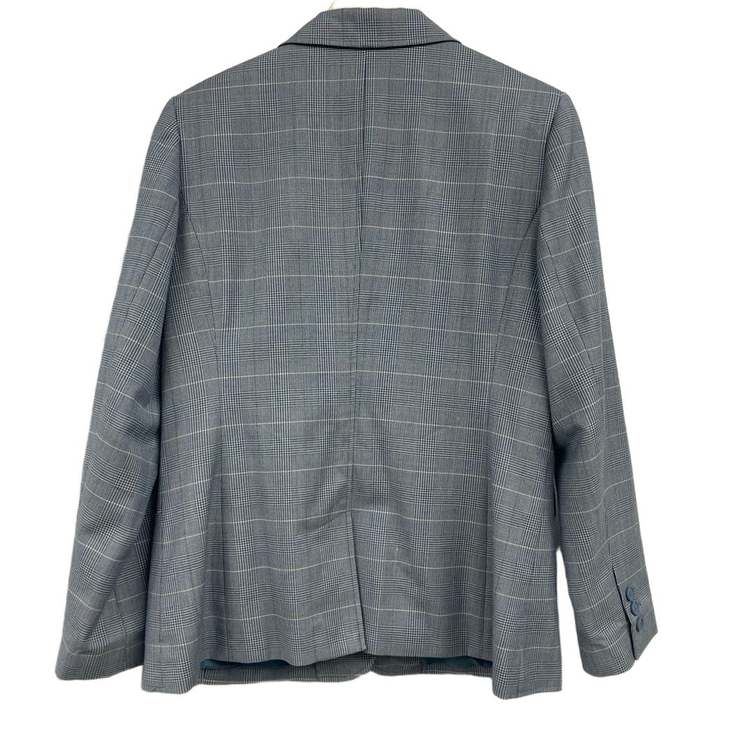 JG Hook Blue Plaid Notch Lapel Button Double Flap Pocket Vintage Blazer Size 14