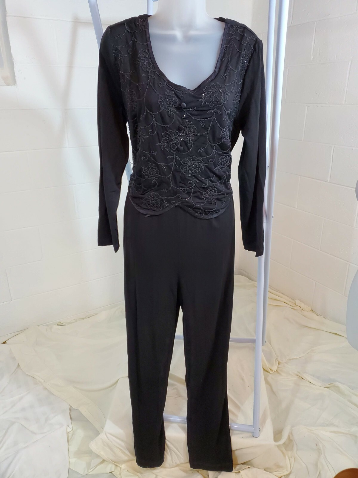 Vintage 80sPiccalino Petites Glam Beaded Disco Bodysuit Jumpsuit Romper Size 12P