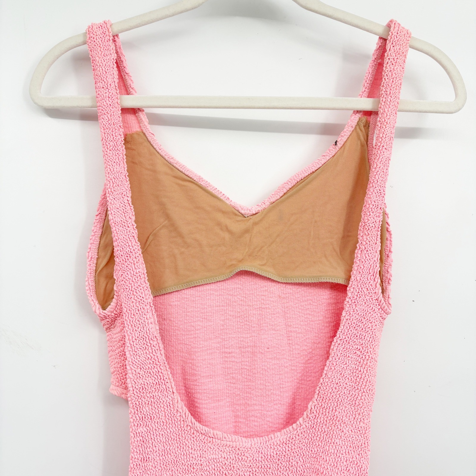 Daffy Waterwear Womens Pink Crinkle Textured 80s 90s Vintage Swimsuit Size 11/12