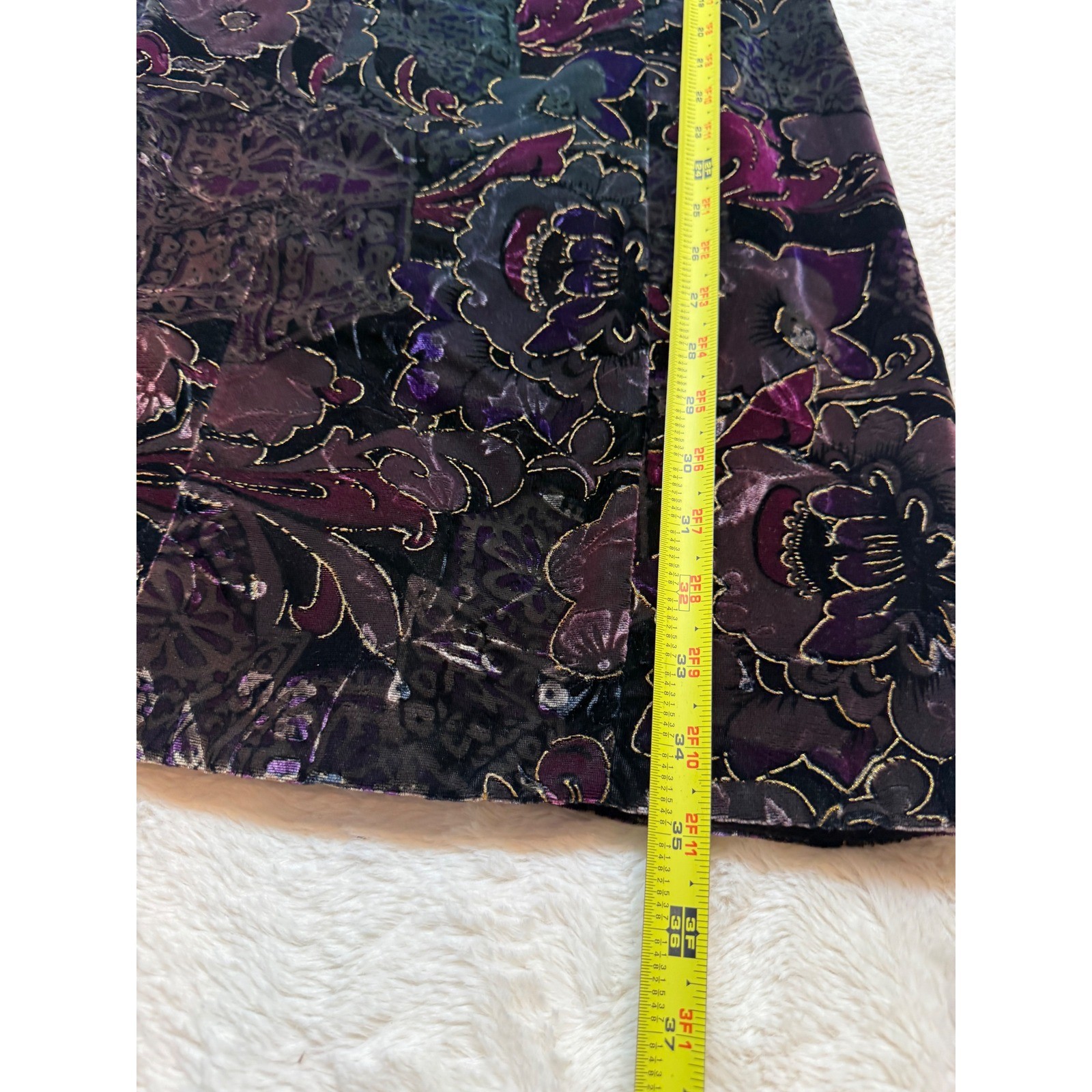 Steppin Out Dress Womens 7 Vintage Burnout Velvet Floral Gold Metallic Excellent