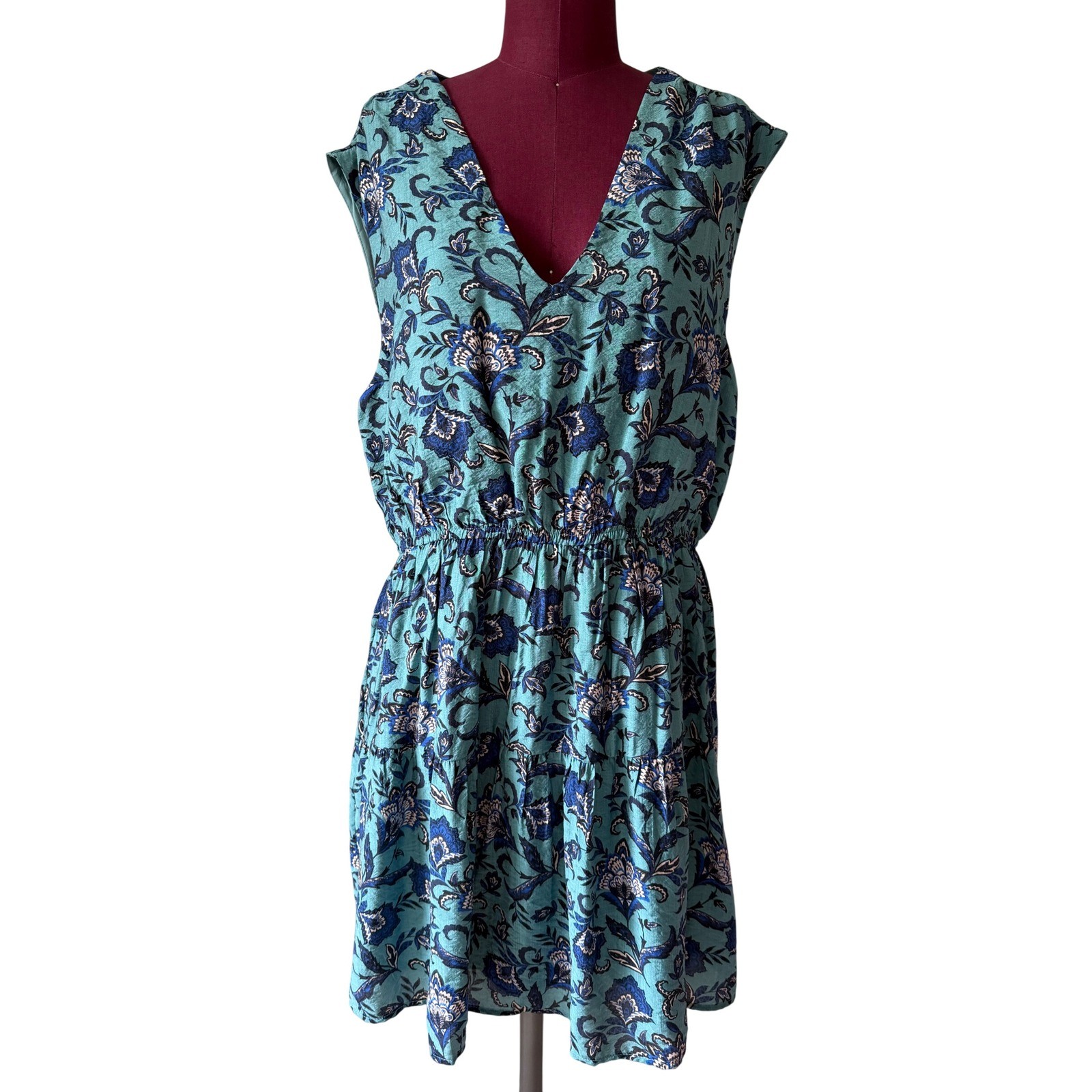 Evereve Mini Dress Georgia NEW Sleeveless Floral Blue Teal Multi XL