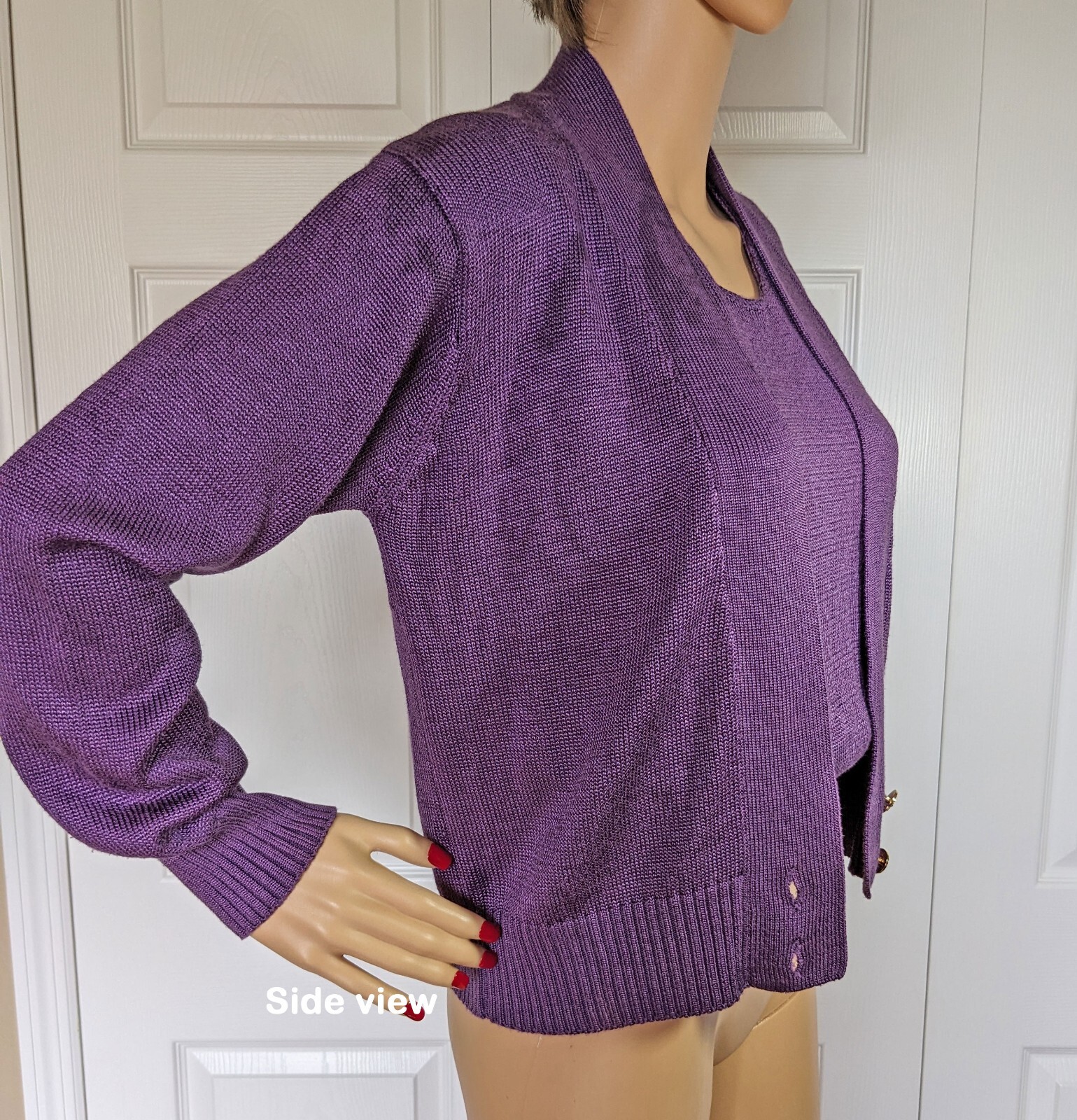 Fia Italia Handloomed Tank Top & Cardigan 34″ bust set, Purple pullover tank SM