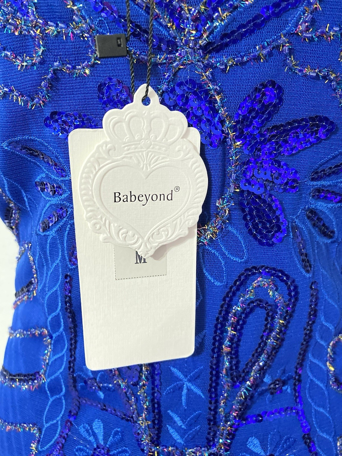 Flapper Dress 1920s Style Fringe Sequin Beaded Great Gatsby Party M Blue