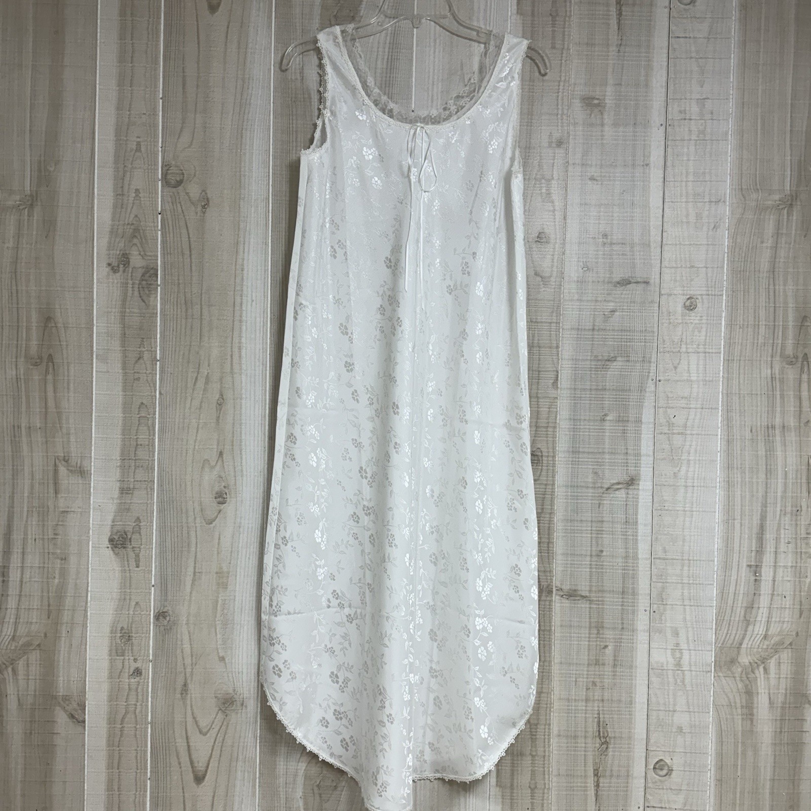 VTG AVON Nightgown Sleeveless Long White Lace Floral Pattern S
