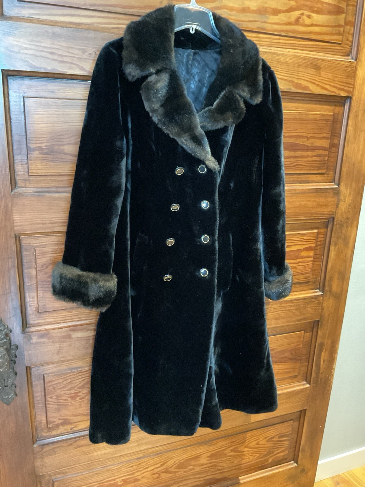 Vintage Borgazia Black Mink Faux Fur Coat Jacket S M