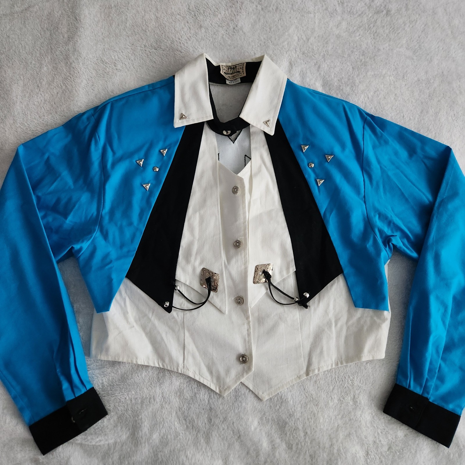 VTG 1849 Authentic Ranchwear Cropped Jacket Womens M Burgundy Teal Rodeo USA