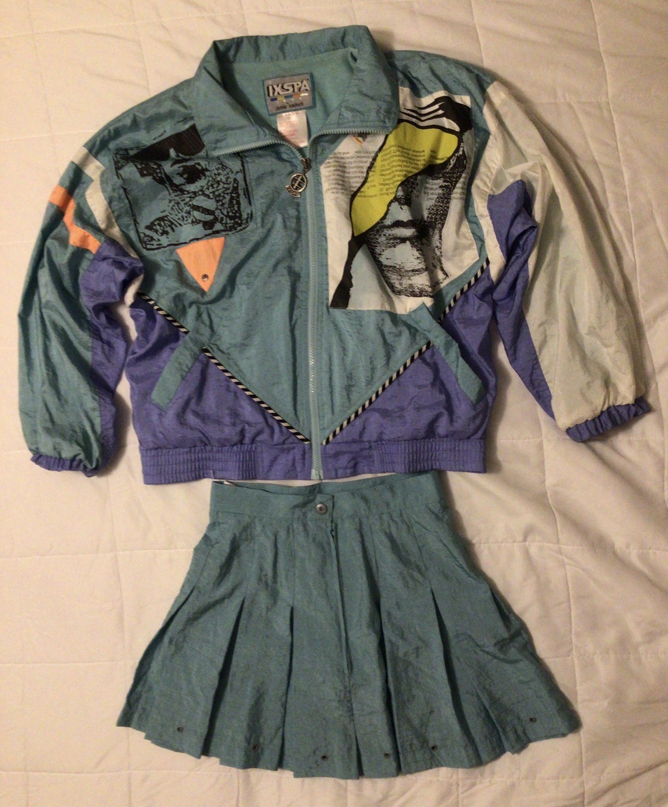 VINTAGE 80s Wind suit IXSPA by Jamie Sadock Jacket Size SMALL skirt Size 2 CLEAN