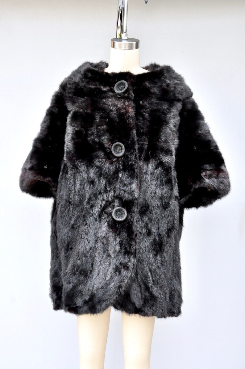 MINK Fur Jacket Coat Cape 30s 40s Mid Century Fur Pin Up Rockabilly Elegant OS