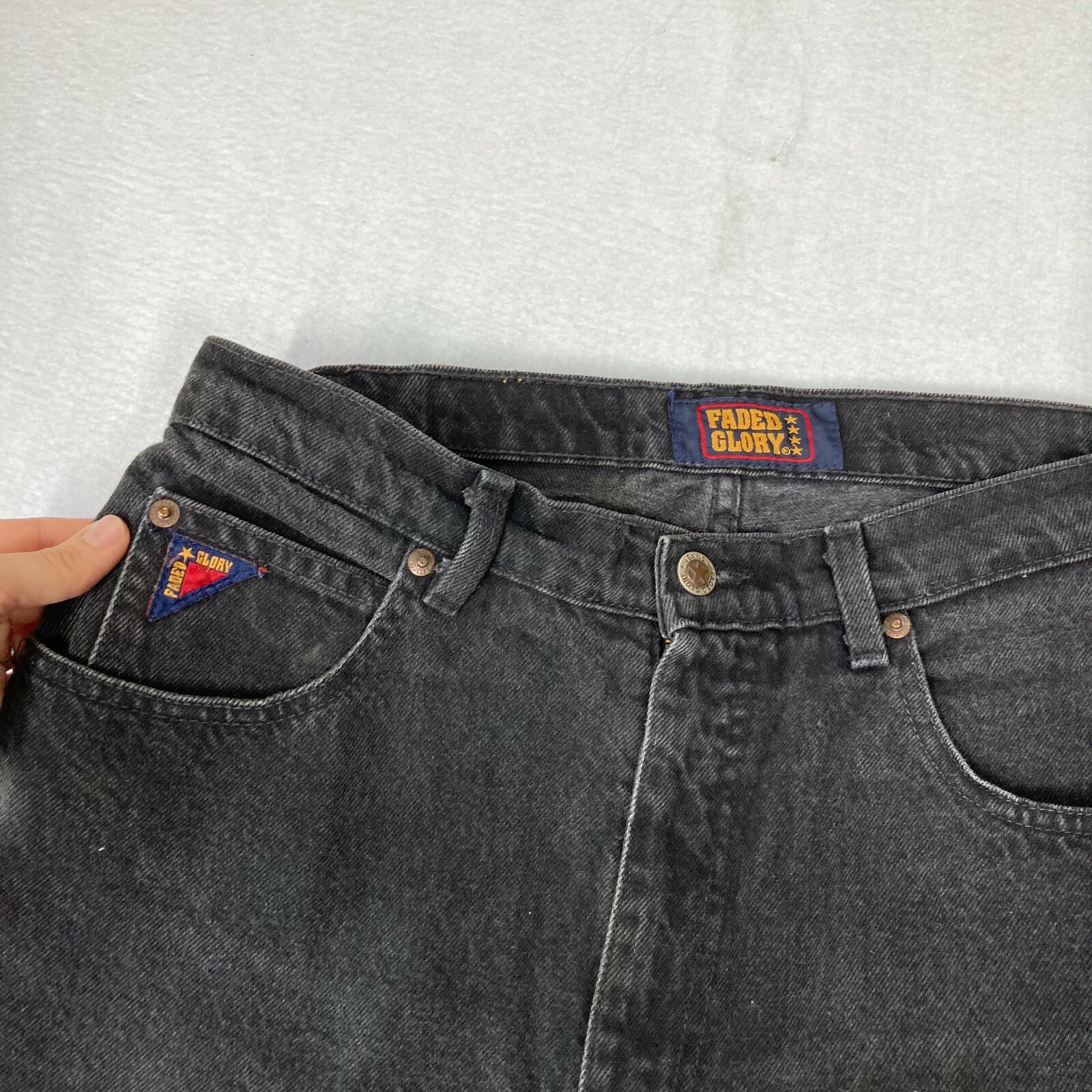 Vintage Mom Jeans Faded Black High Rise Tapered 30×33 Denim Faded Glory Pants