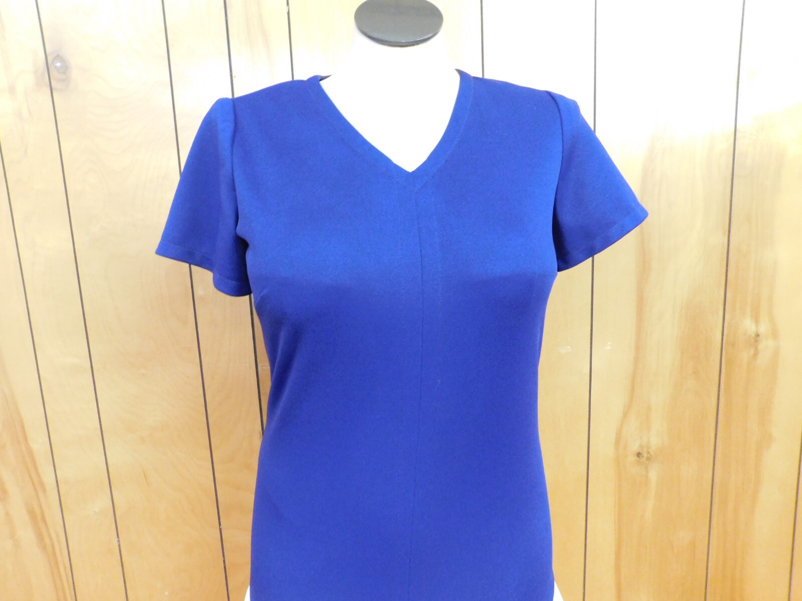 Vintage MARTIN BERENS Tall Fashions Blue Poly Drop Waist Dress 41″ Bust*