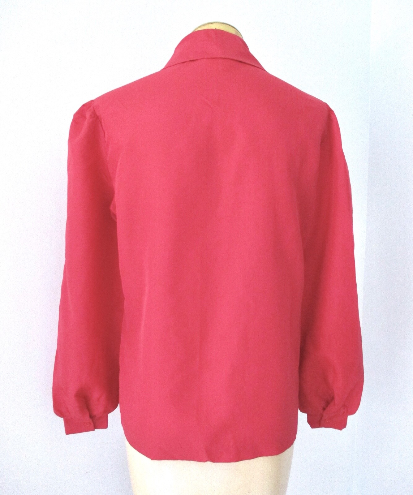 Vtg 70s Ship 'n Shore Matte Red Silky Poly Secretary Blouse Top Button Collar 12