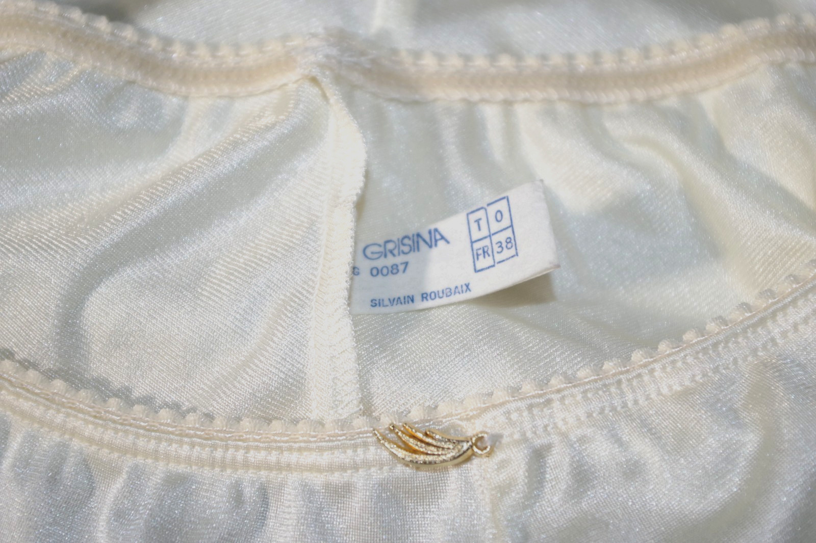 C18 NEW Grisina France VINTAGE ECRU NYLON & LACE 38 PANTIES