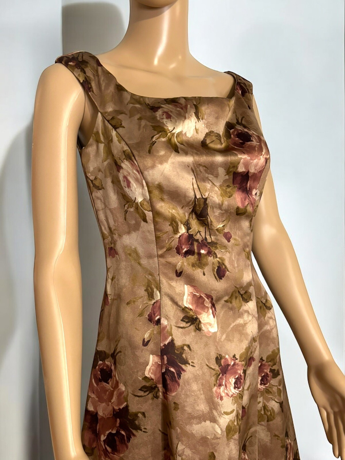 Vintage 70Ss Does 1950s Floral Fit And Flare Boat Neck Evening Dress True Vtg
