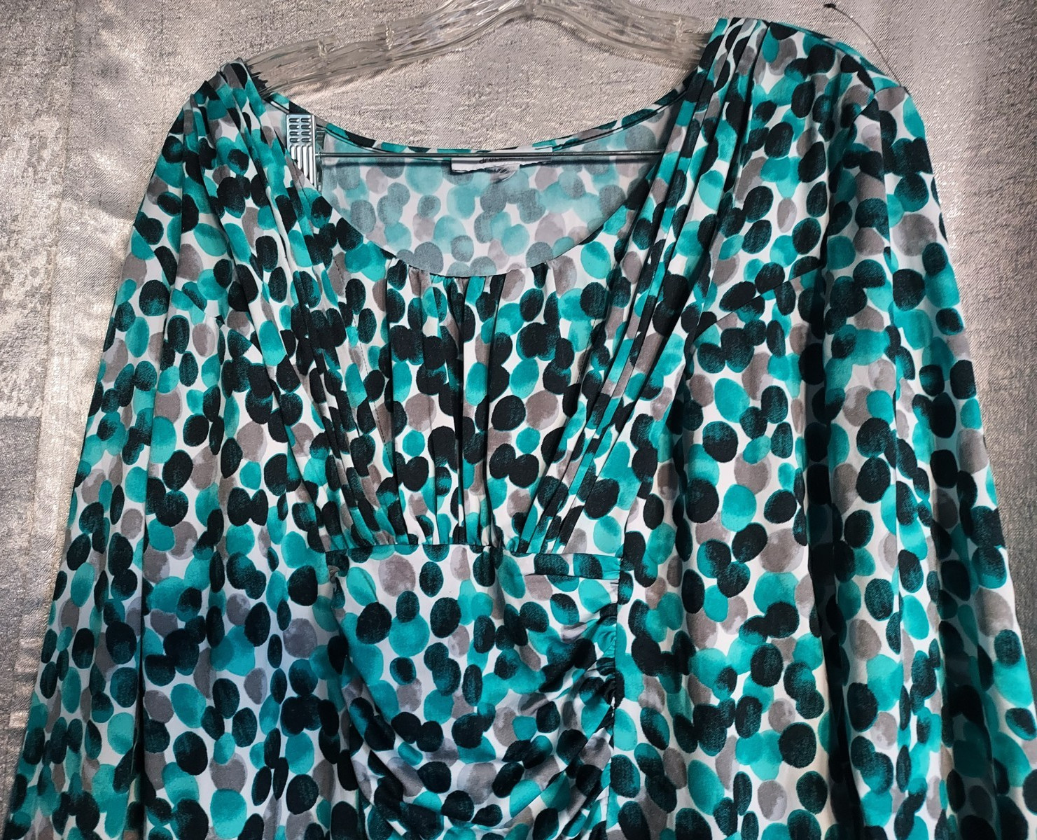Dress Barn Woman Blouse XL ruched front multicolor stretch top