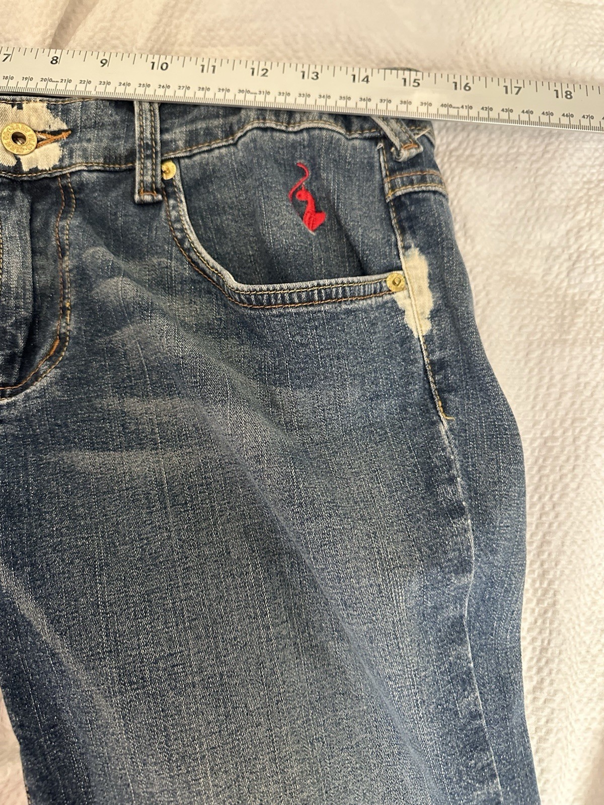 Vintage Baby Phat Capri Pants Zippered Legs Distressed Red Cat Size 9