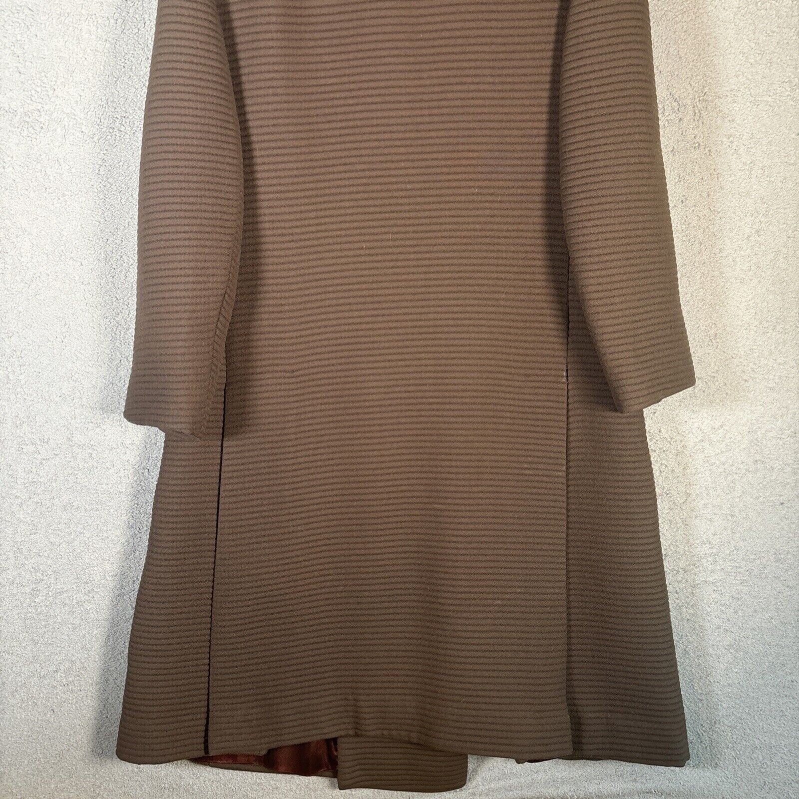 Vintage Forstmann Long Pea Coat Fur Collar Brown Double Breasted Mob Wife Duster