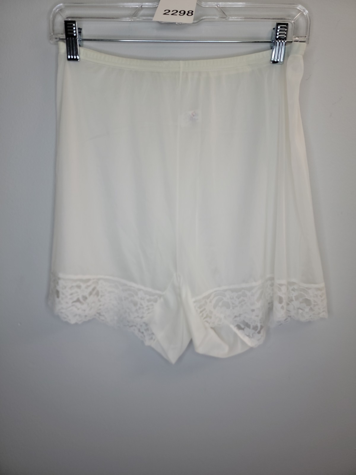 Vintage Vanity Fair Tricot Nylon White Slip Shorts Lace Detail Size 7
