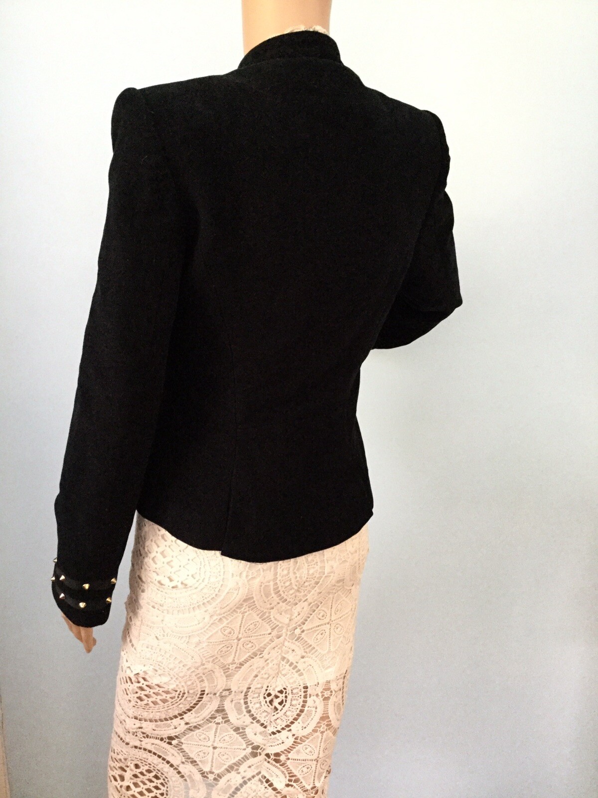 Elegant Gold Stud Zipper Zara Black Trafaluc Moto Jacket Coat Womens M Biker