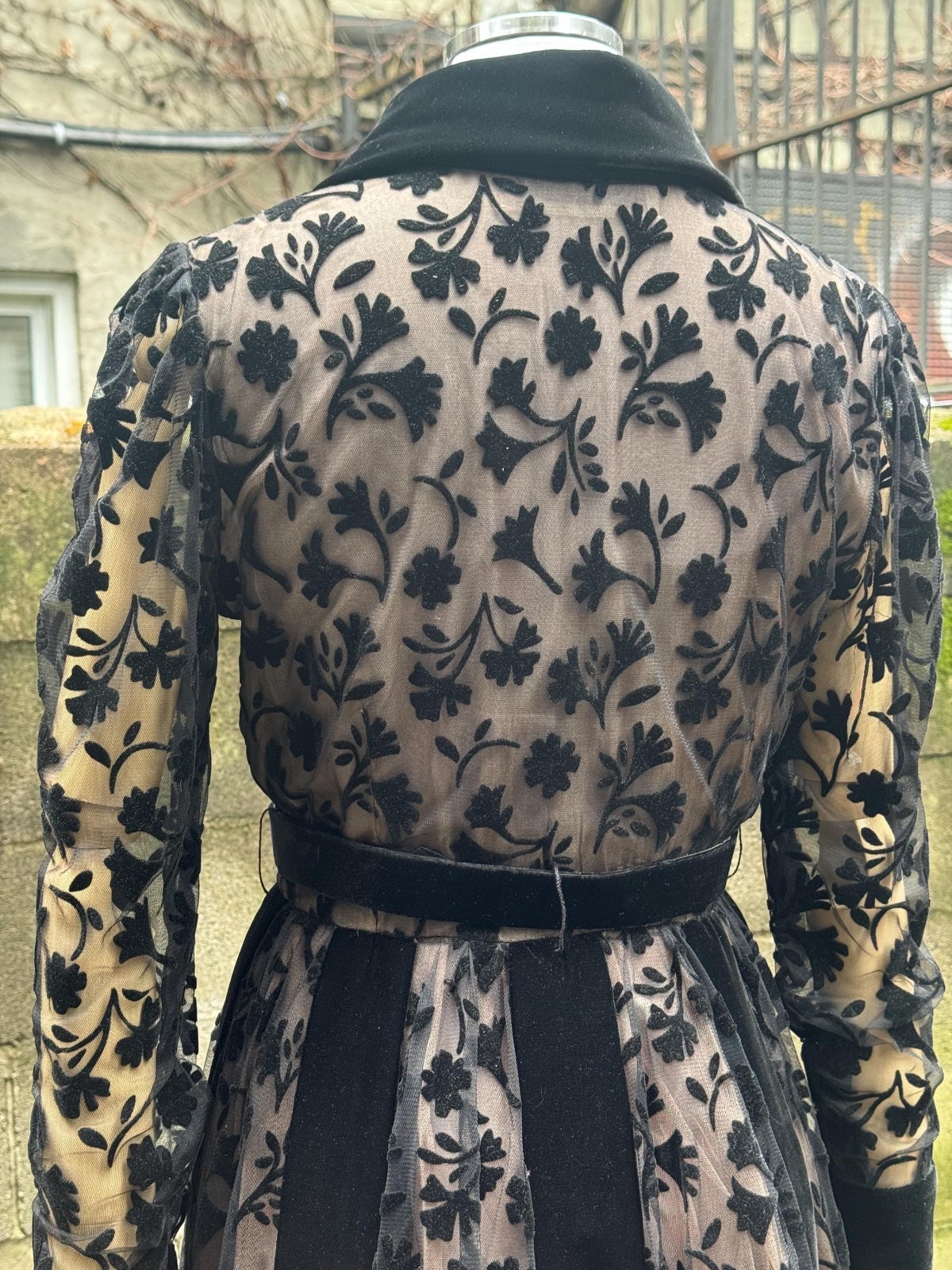1980s Givenchy Couture Flocked Velvet Dress – RARE – 1940s Style